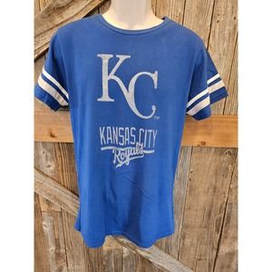 Kansas city royals KC size medium women's fan t shirt blue ^